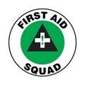 Accuform Hard Hat Sticker, 214 in Length, 214 in Width, FIRST AID SQUAD Legend, Adhesive Vinyl LHTL123